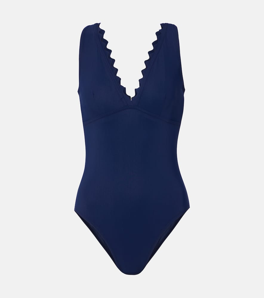 Shop Karla Colletto Inés Scalloped Swimsuit In Blue