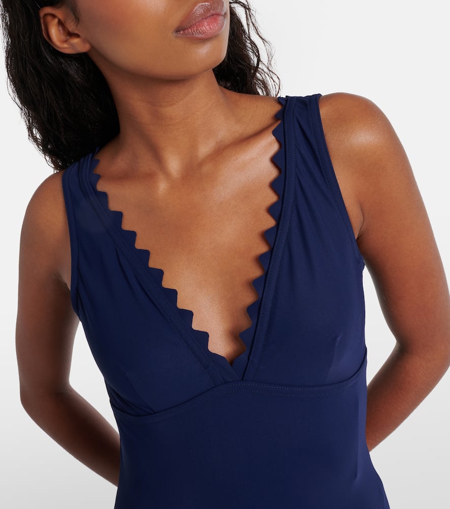 Shop Karla Colletto Inés Scalloped Swimsuit In Blue