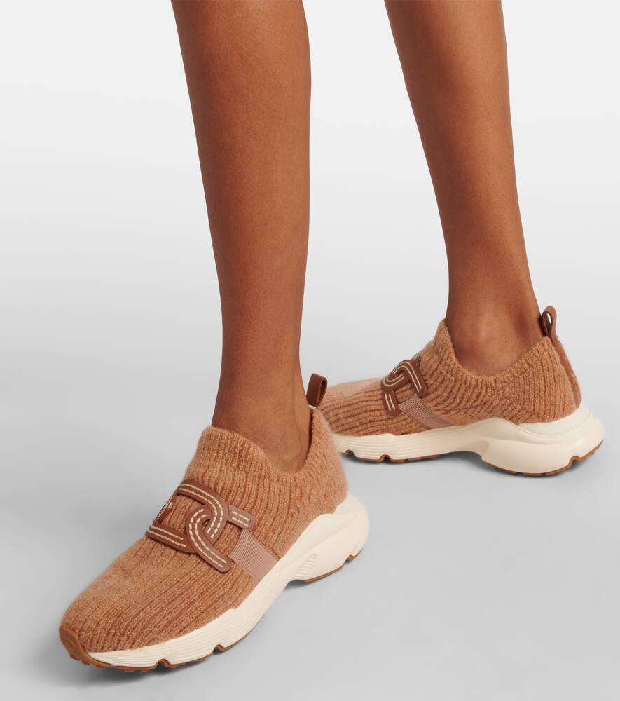 Tod's Womens Tan Sport Run 54c Calzino Logo-embellished Mesh Low-top Trainers In Brown