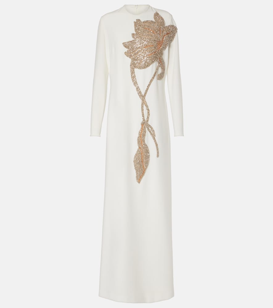 Costarellos Crystal-adorned Elea Gown In White