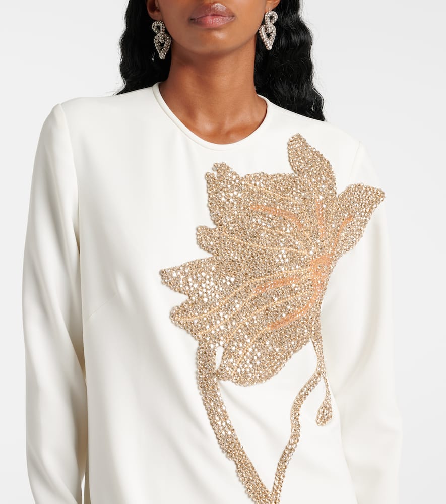 Costarellos Crystal-adorned Elea Gown In White