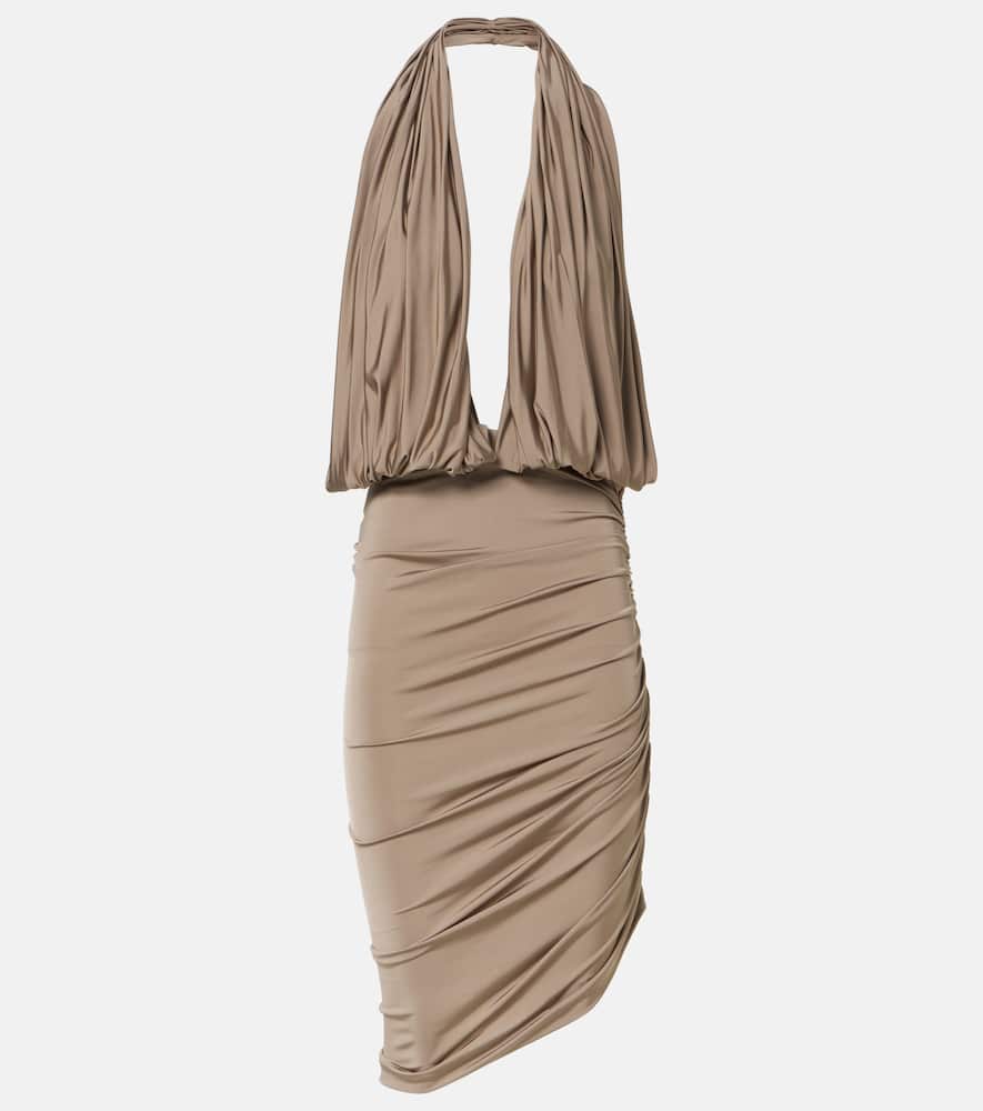 Magda Butrym Plunge-halterneck Jersey Midi Dress In Beige