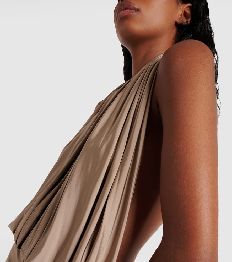 Magda Butrym Plunge-halterneck Jersey Midi Dress In Beige