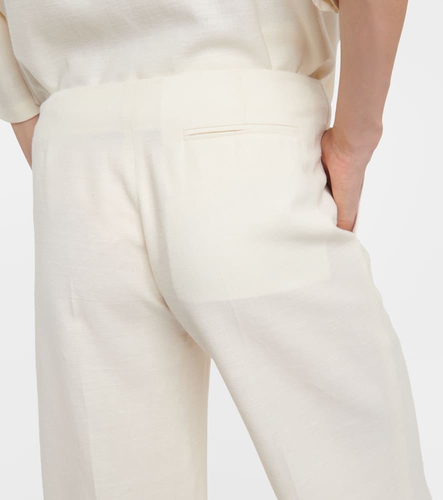 THE ROW FOULARD WOOL, SILK AND LINEN STRAIGHT PANTS