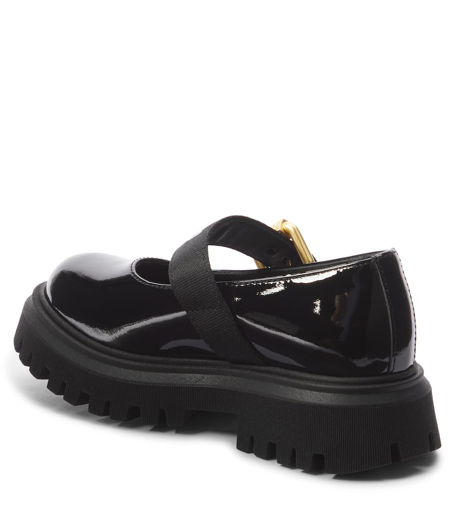 Moschino Patent Leather Mary Jane Flats In Schwarz