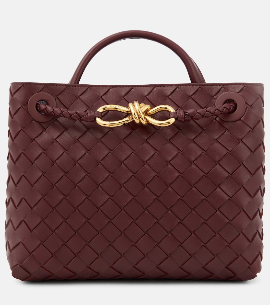 Bottega Veneta Andiamo Small Leather Tote Bag In Burgundy