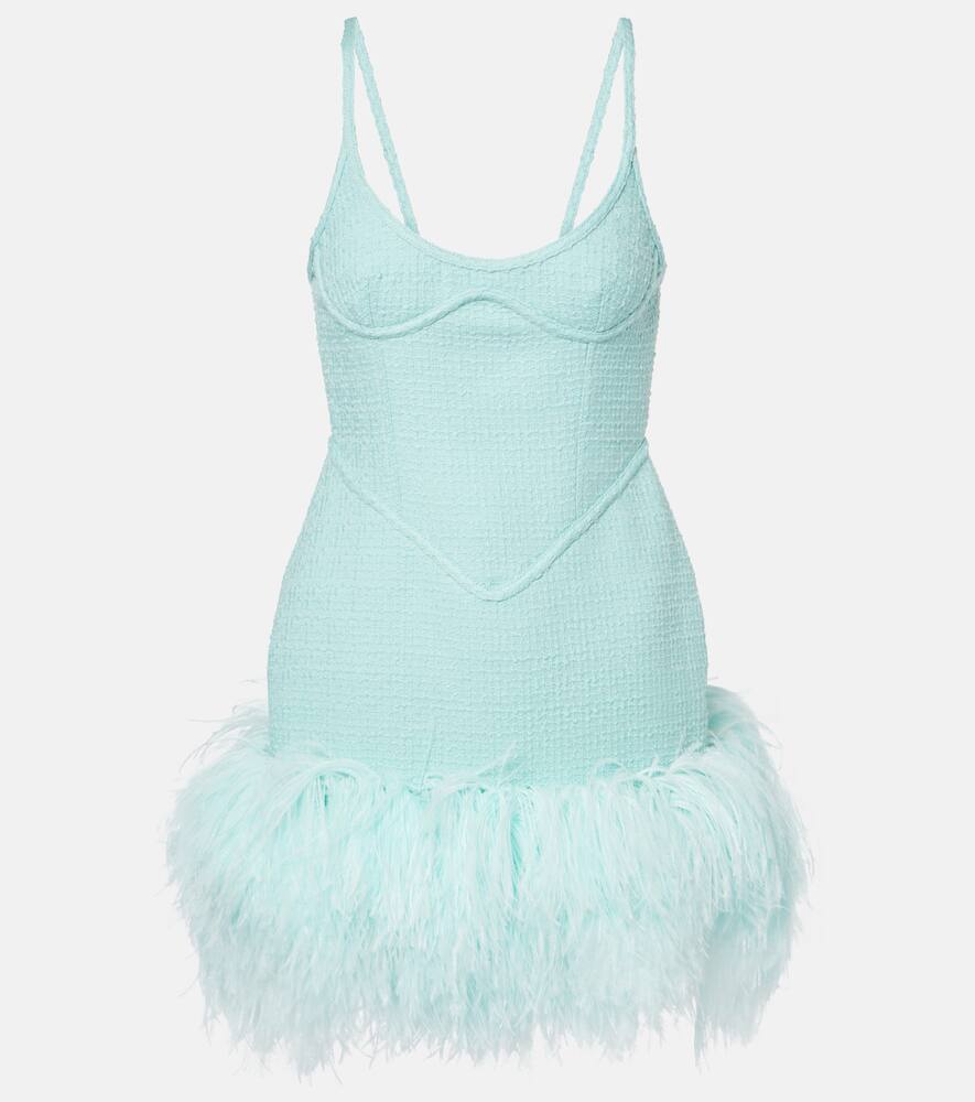 David Koma Cami feather-trimmed wool minidress