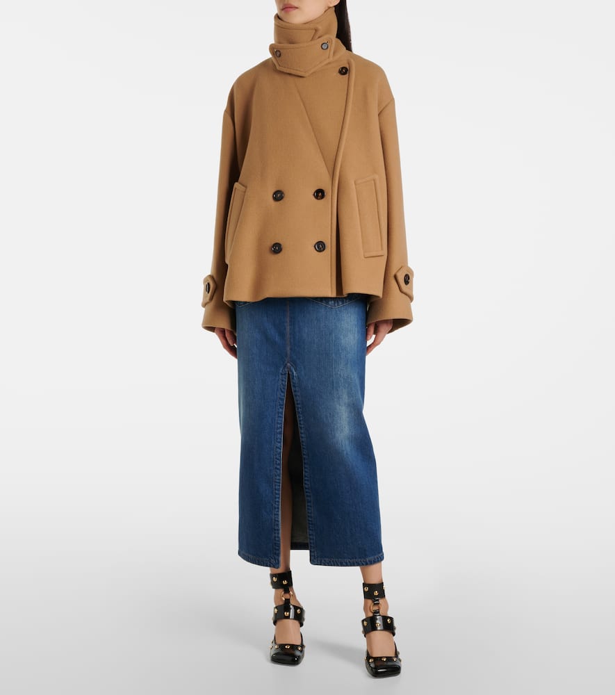 CHLOÉ CHLOÉ FRONT-SLIT DENIM MIDI SKIRT