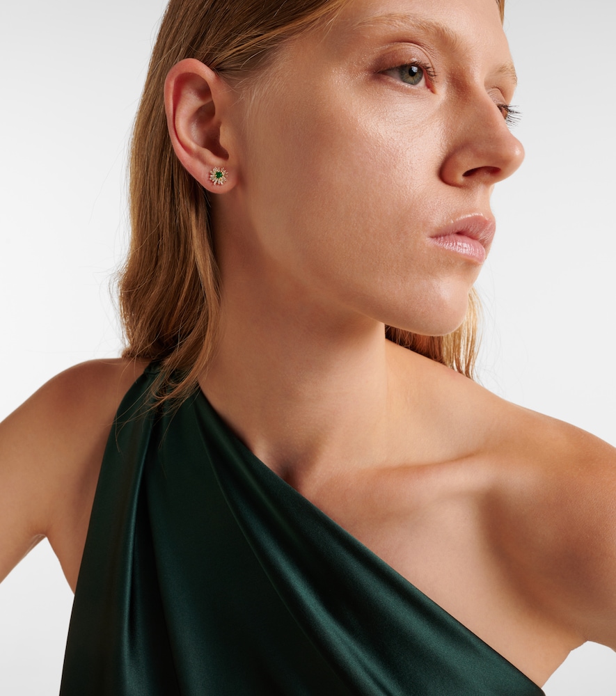 Suzanne Kalan 18kt gold earrings with diamonds and emeralds