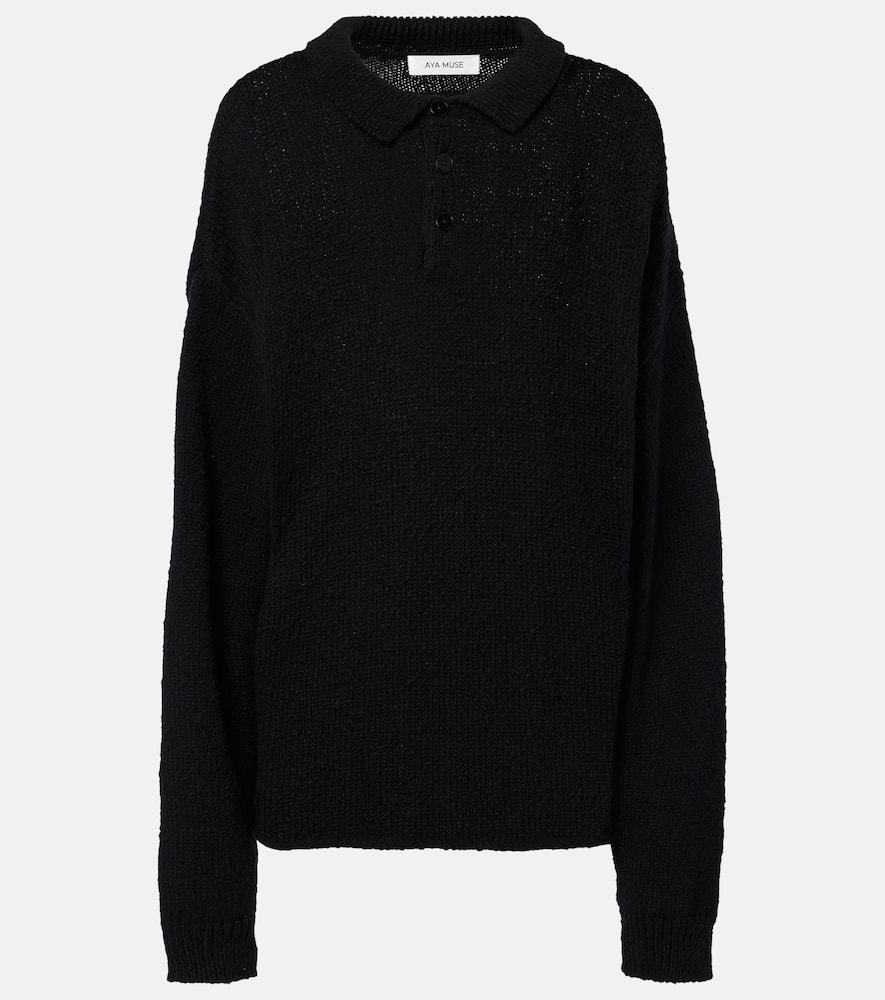 Oversized cotton polo sweater