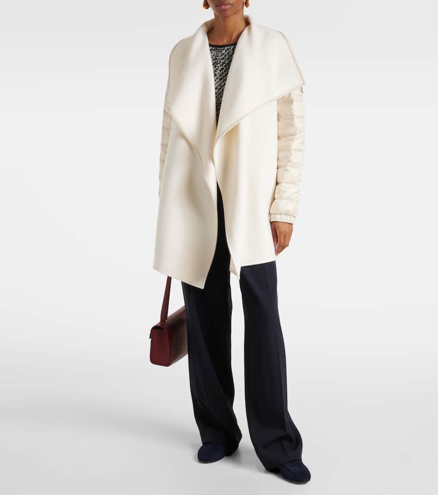 Moncler Padded Wool-blend Felt Cape In White