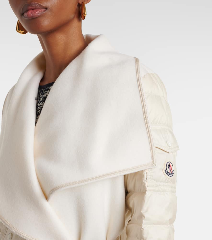 Moncler Padded Wool-blend Felt Cape In White