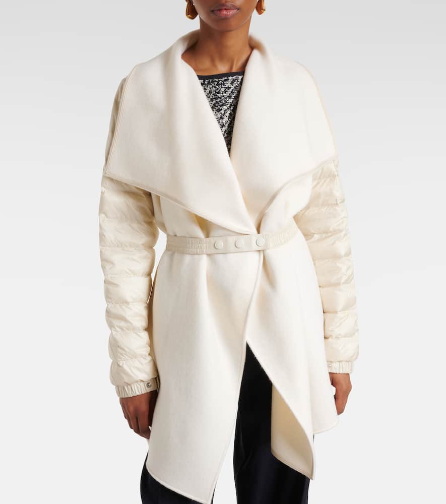 Moncler Padded Wool-blend Felt Cape In White