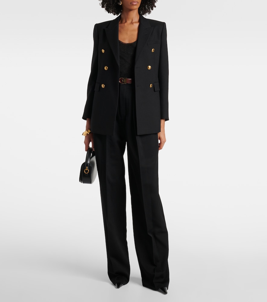  Saint Laurent Saint Laurent High-rise Wool Grain De Poudre Tuxedo Pants 
