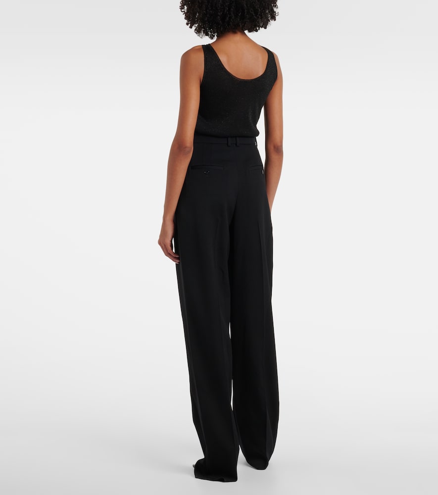 High-Rise Wool Grain De Poudre Tuxedo Pants