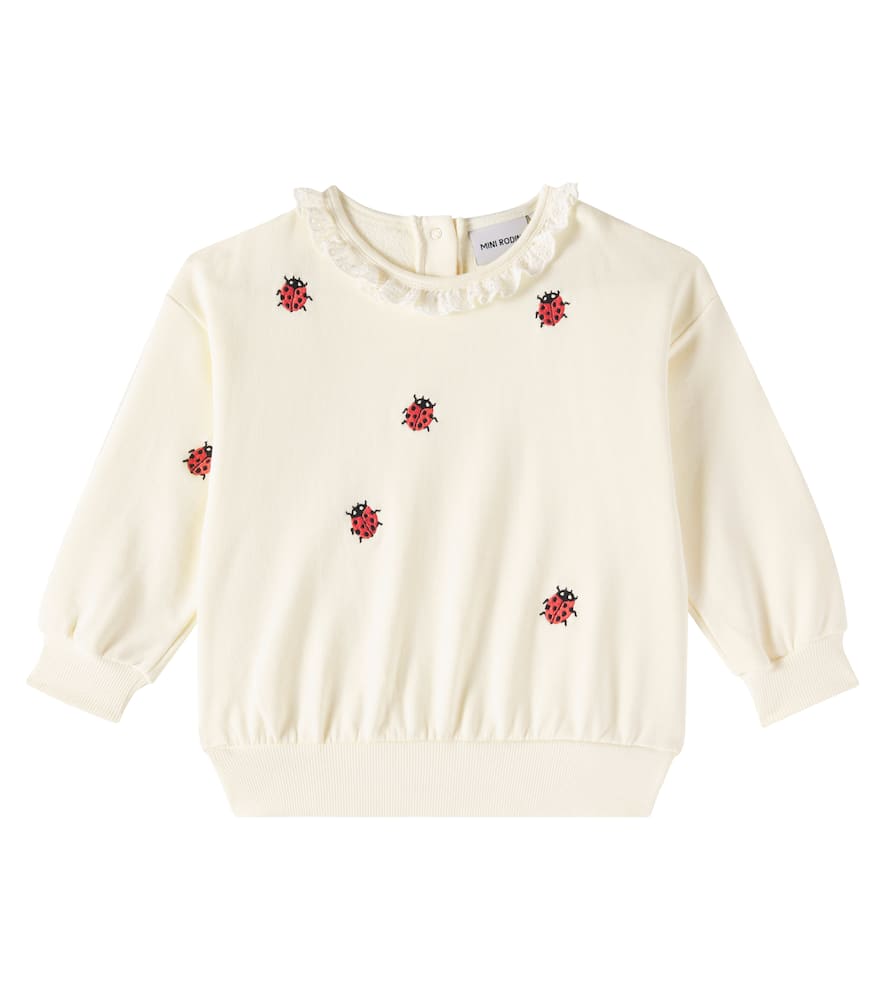 Mini Rodini Bestickter Pullover Ladybugs Aus Baumwolle In Weiss