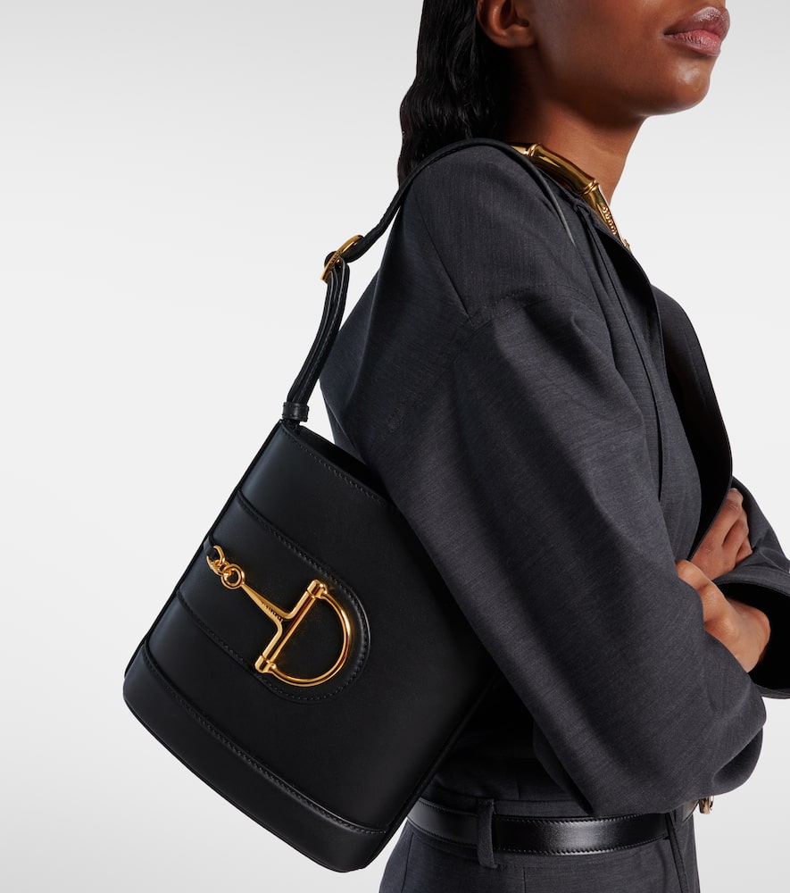Gucci 73 Small Leather Bucket Bag In Black
