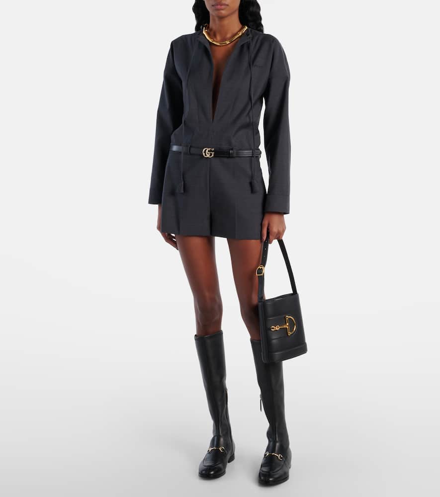 Gucci 73 Small Leather Bucket Bag In Black