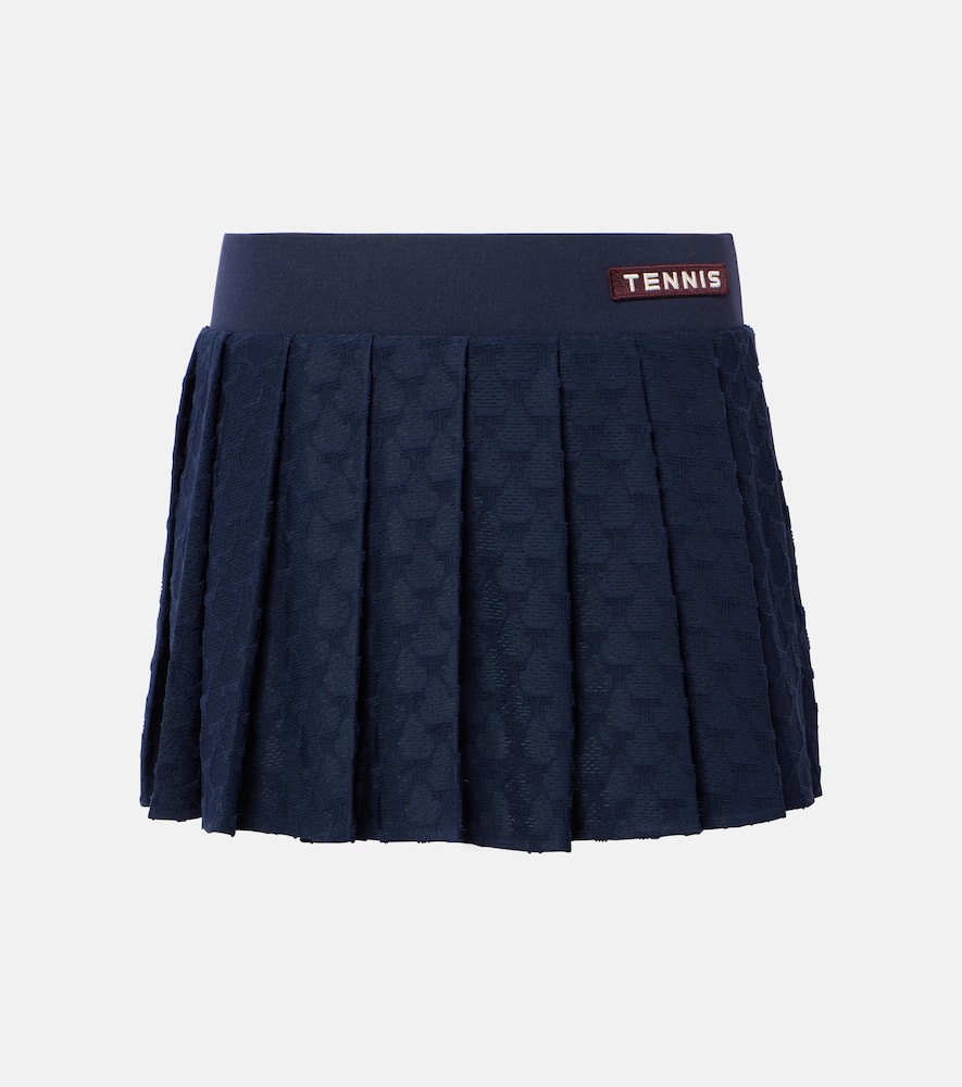 Pleated terry jacquard miniskirt