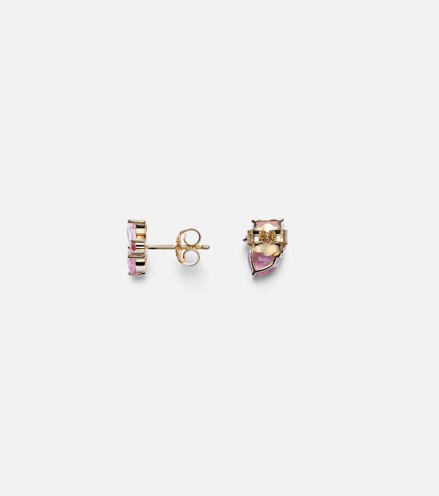 Sydney Evan 14kt Gold Earrings With Sapphires And Diamonds In Pink