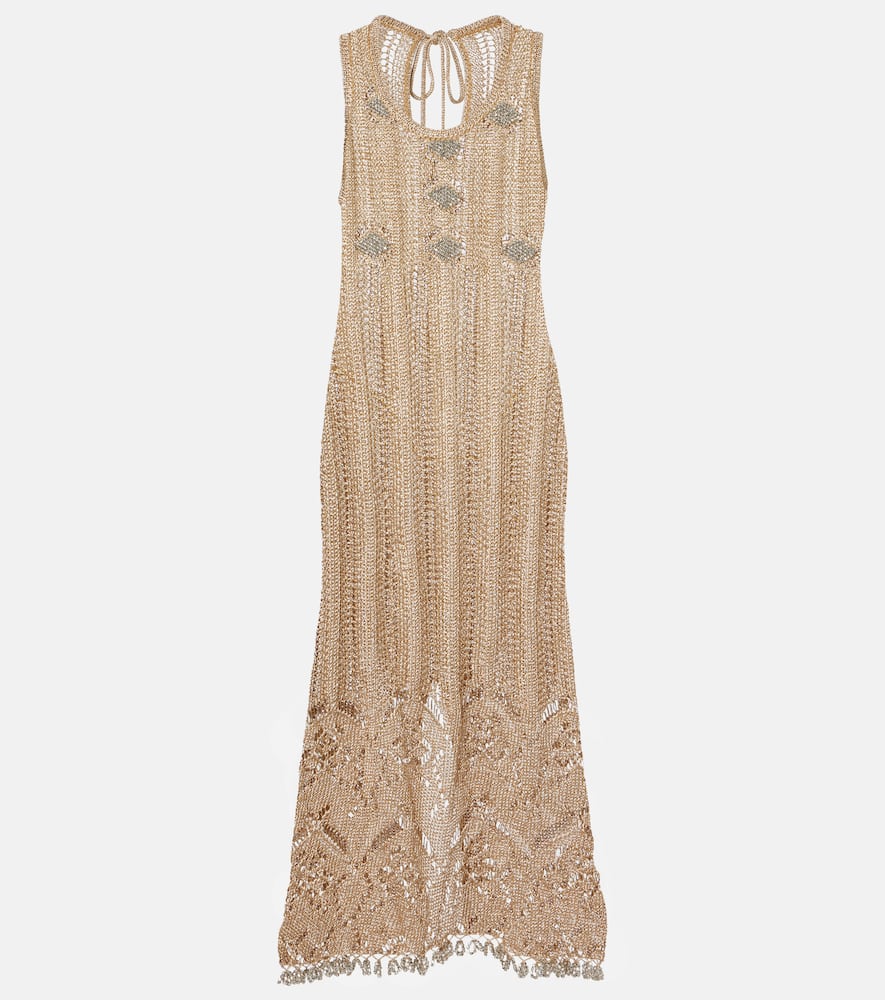 Crochet embellished midi dress