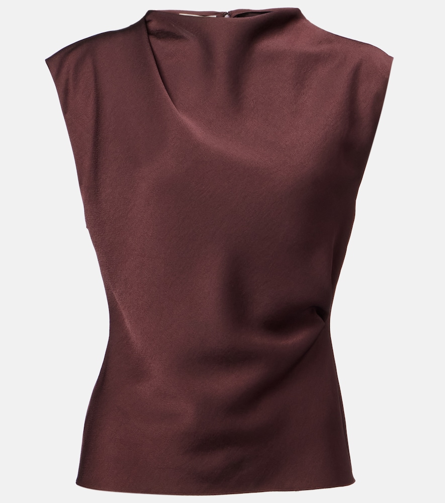 Vince Women's Burgundy Draped Satin Top UK Size 16 - Mytheresa