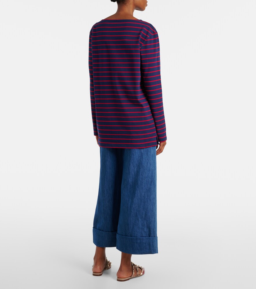  Valentino Valentino Chez Valentino Striped Cotton Jersey Top 