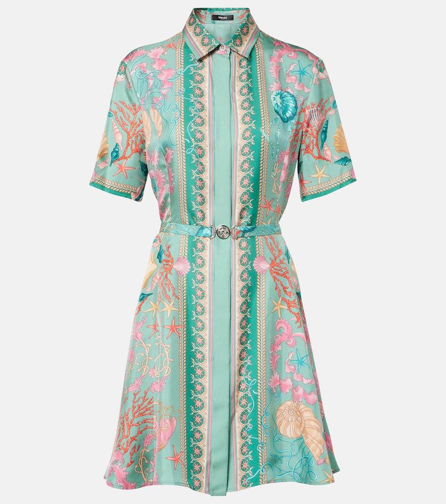 Versace Women's Green Underwater Barocco Silk Twill Shirt Dress UK Size 10 - Mytheresa