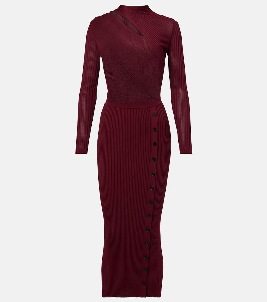 Cutout ribbed-knit midi dress