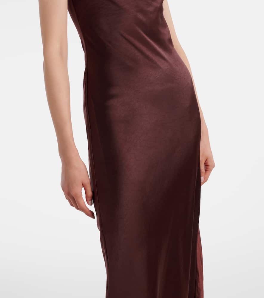 Self-portrait Embellished Satin Gown In Burgundy