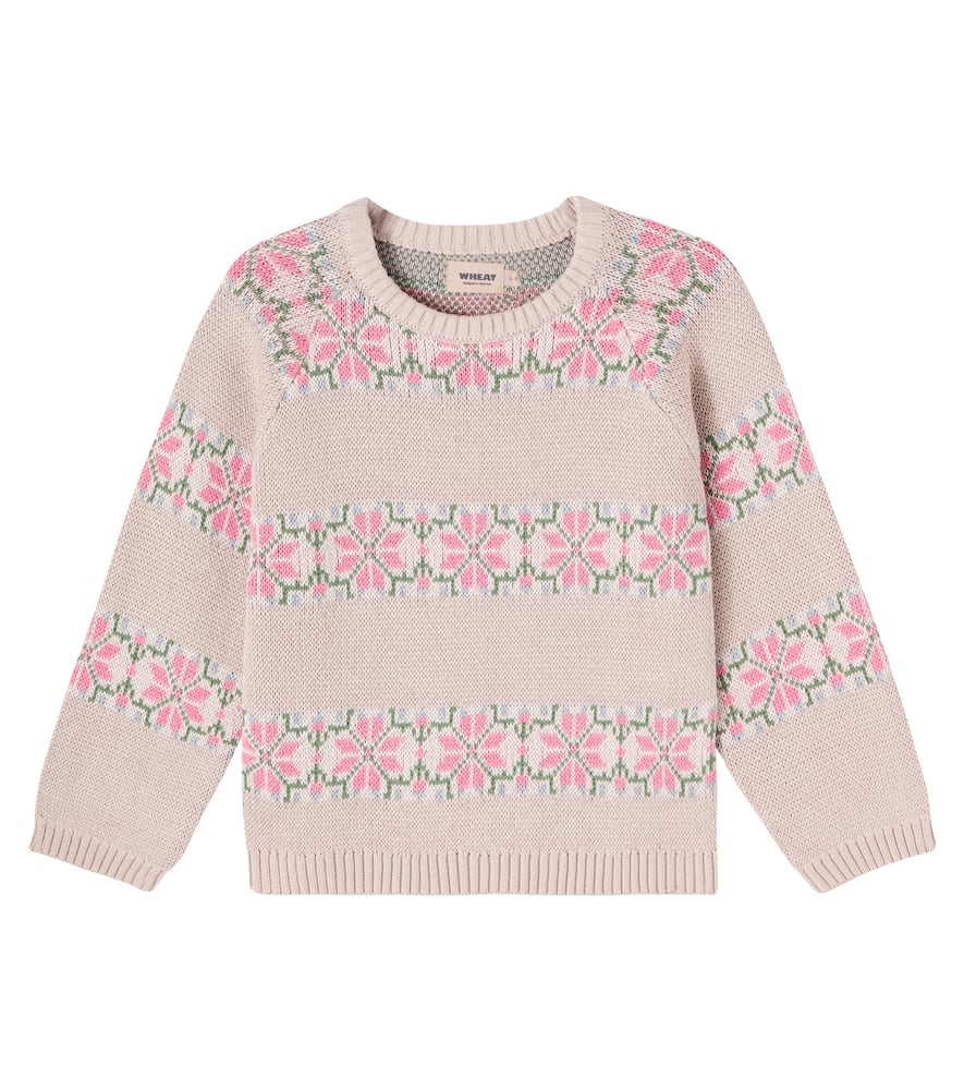 Wheat Kids' Pullover Alberte Aus Baumwoll-jacquard In Pink