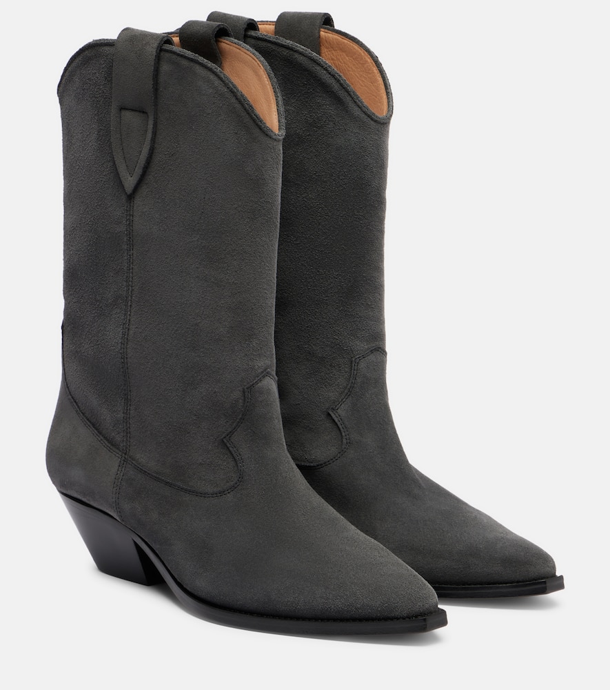 Isabel Marant Leyane Suede Cowboy Boots In Gray