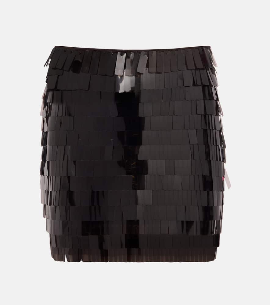 Staud Max Sequined Mesh Miniskirt In Black