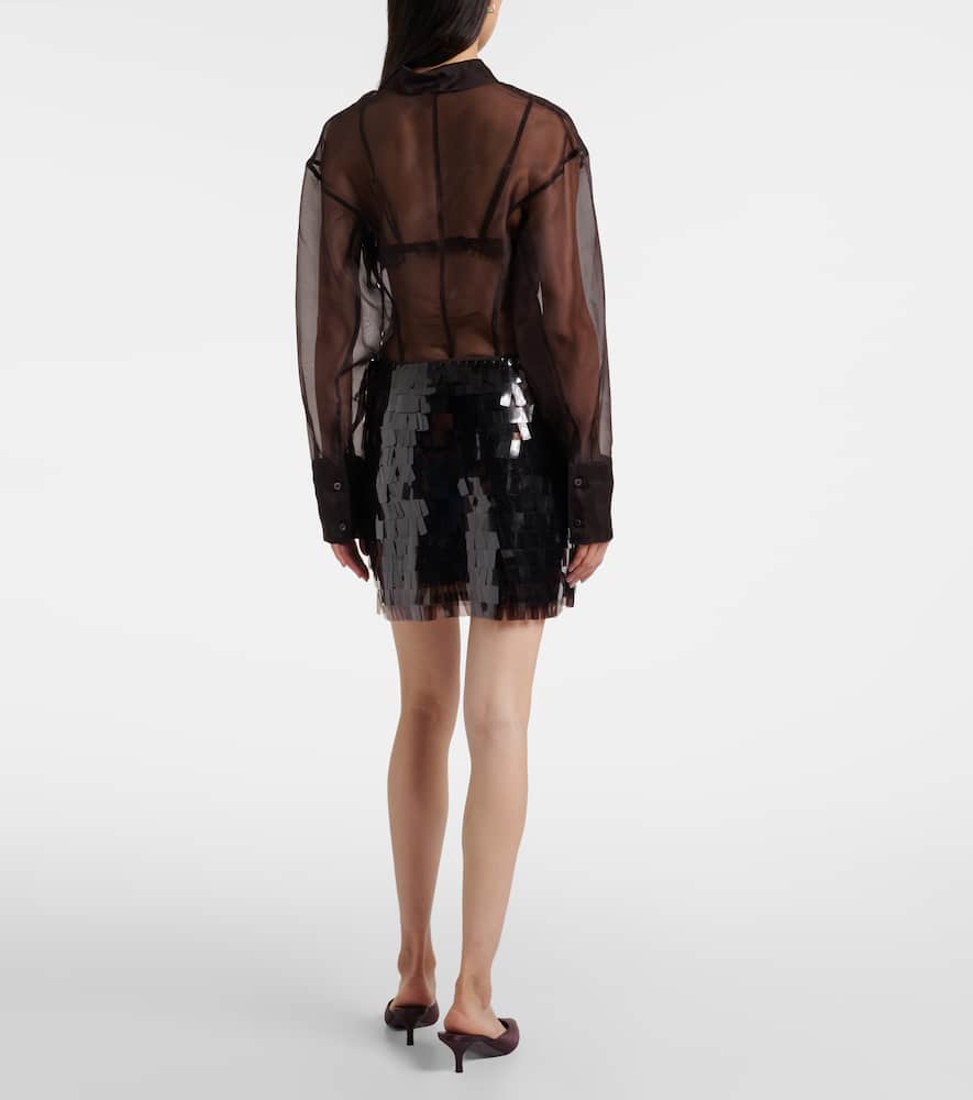 Staud Max Sequined Mesh Miniskirt In Black