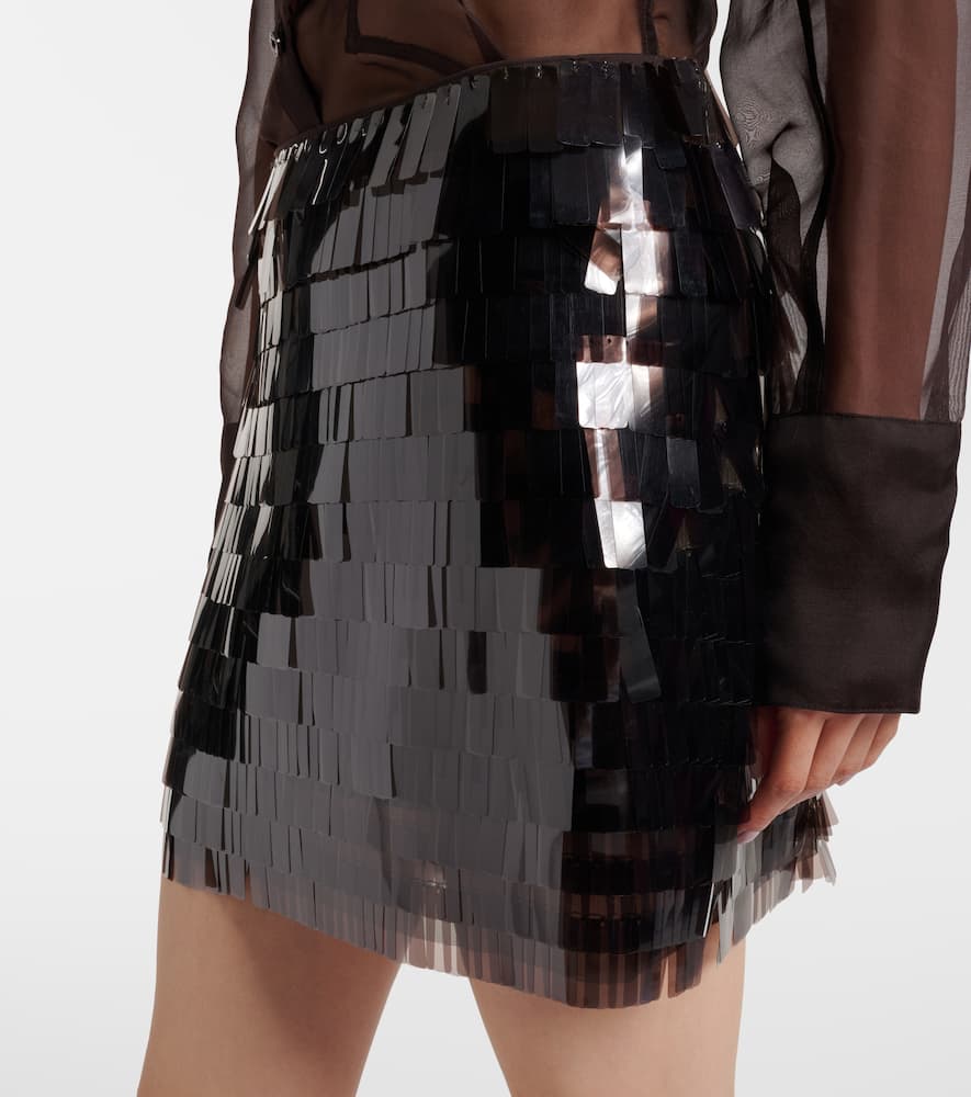 Staud Max Sequined Mesh Miniskirt In Black