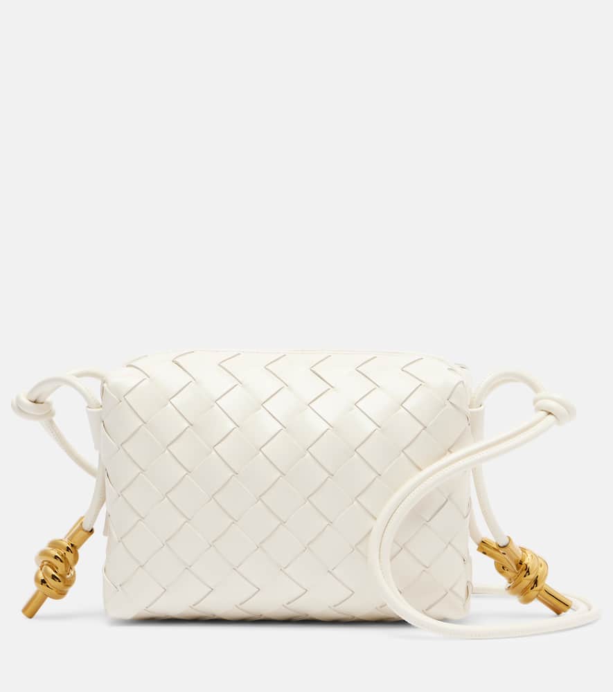 Bottega Veneta Womens White Candy Loop Micro Intrecciato Leather Cross-body Bag