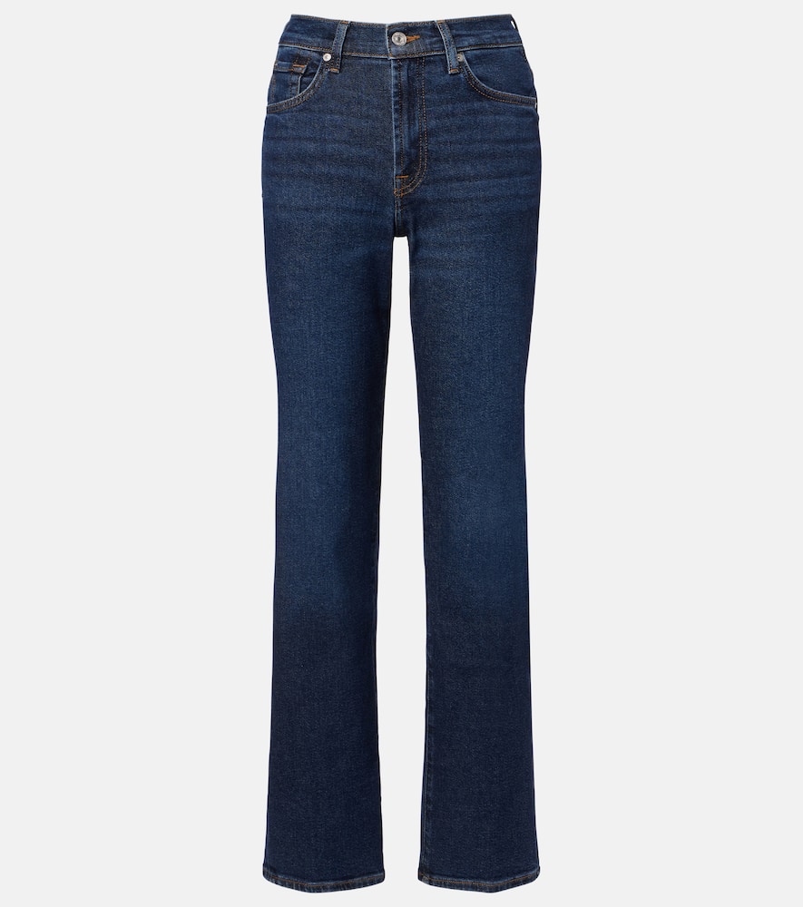 7 For All Mankind Stovepipe Straight Mid-rise Straight Jeans In Blue
