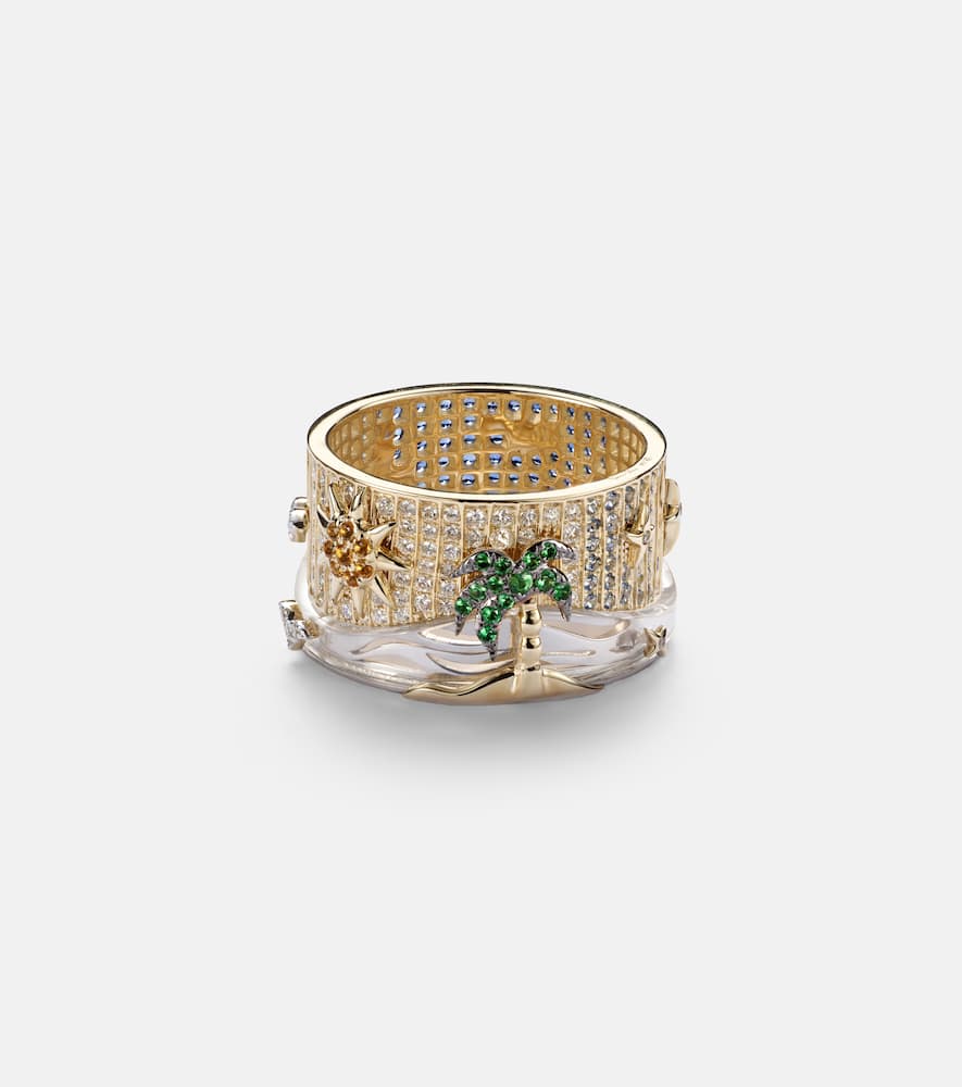 Yvonne Léon 24 Heures 9kt Gold Ring With Gemstones