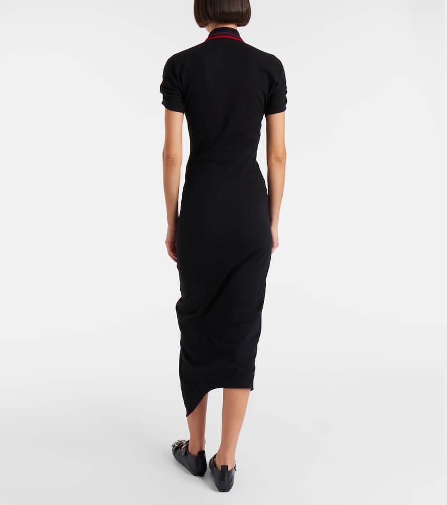 Vivienne Westwood Pulling Ruched Cotton Midi Dress In Black