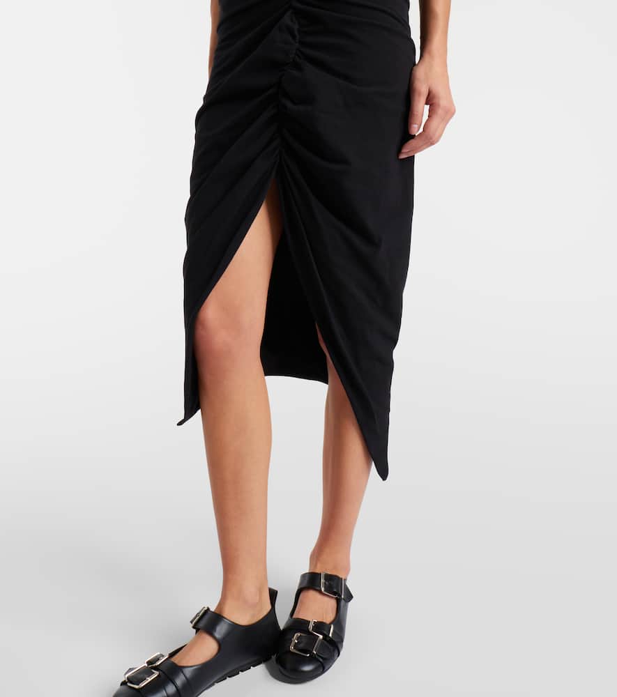 Vivienne Westwood Pulling Ruched Cotton Midi Dress In Black