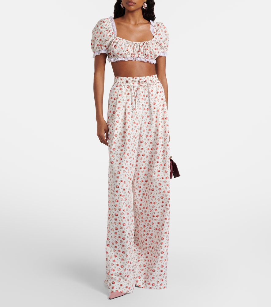 Dolce & Gabbana Floral cotton-blend poplin wide-leg pants