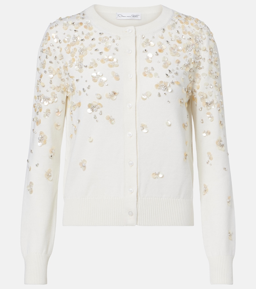 Oscar de la Renta Embroidered virgin wool cardigan