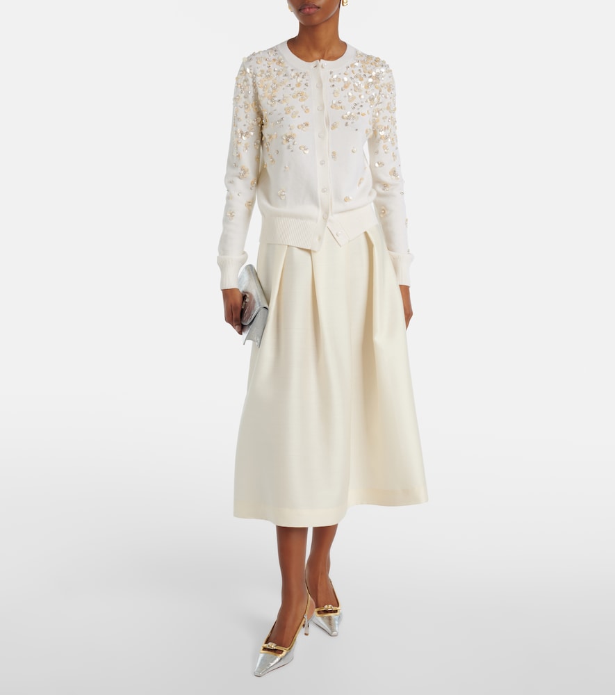 Oscar De La Renta Oscar De La Renta Embroidered Virgin Wool Cardigan 