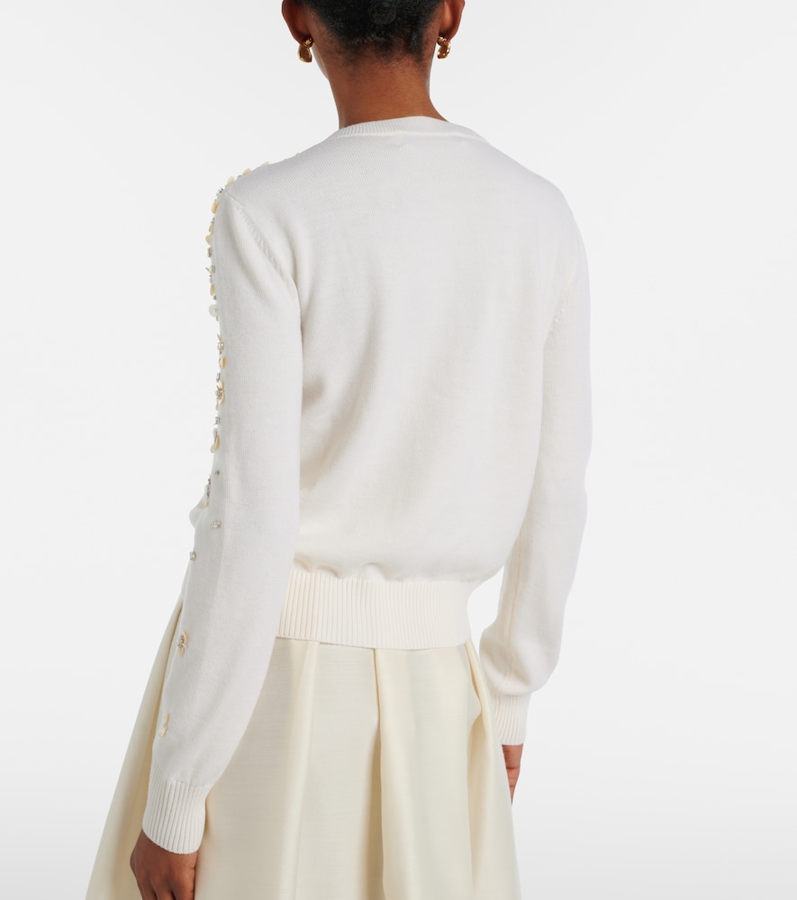  Oscar De La Renta Oscar De La Renta Embroidered Virgin Wool Cardigan 