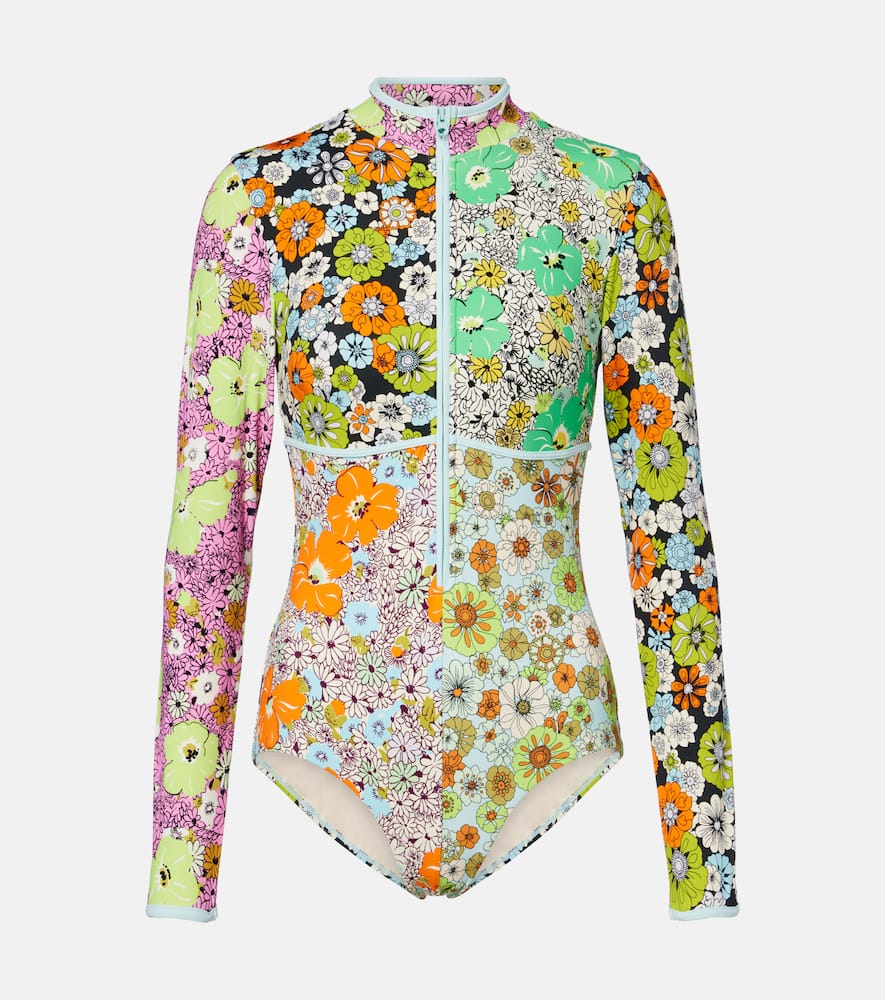Alemais Alémais Orange Blossom Floral Rashguard Swimsuit In Multi