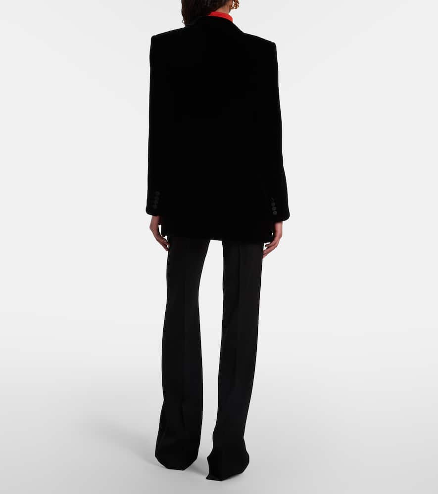 Saint Laurent Wool Grain De Poudre Tuxedo Pants In Black