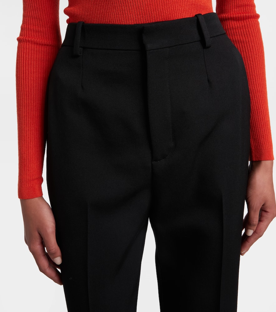 Saint Laurent Wool Grain De Poudre Tuxedo Pants In Black