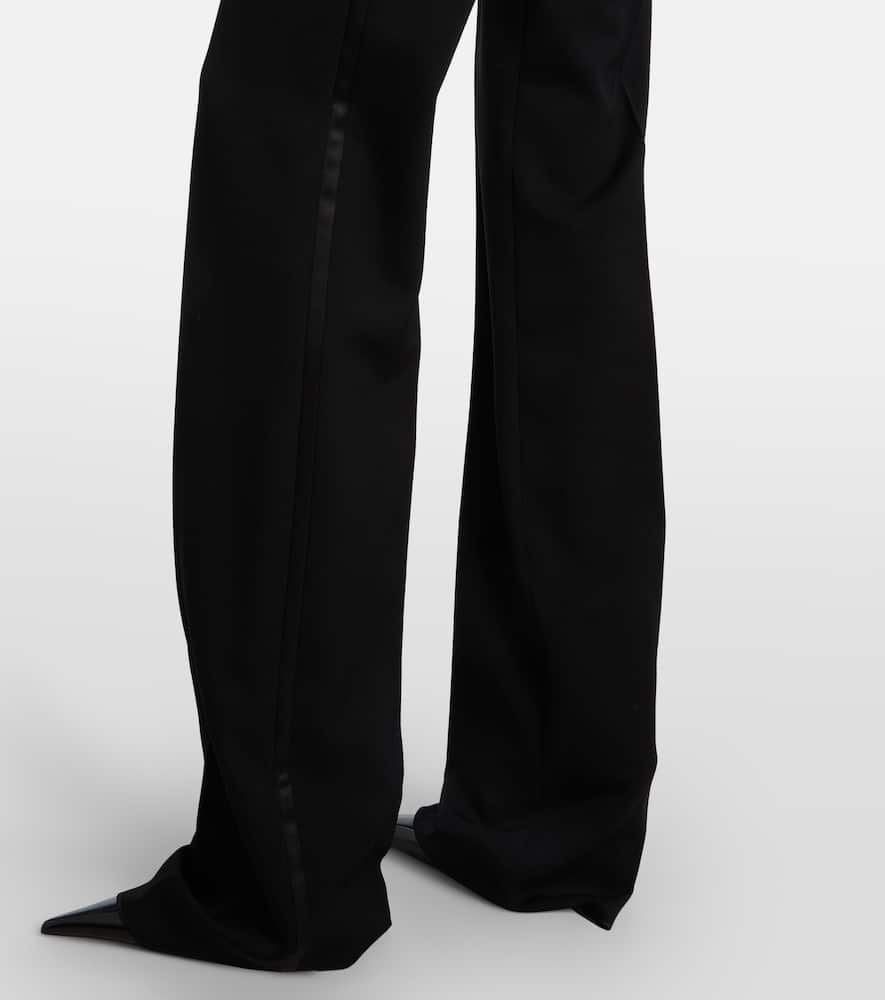 Saint Laurent Wool Grain De Poudre Tuxedo Pants In Black