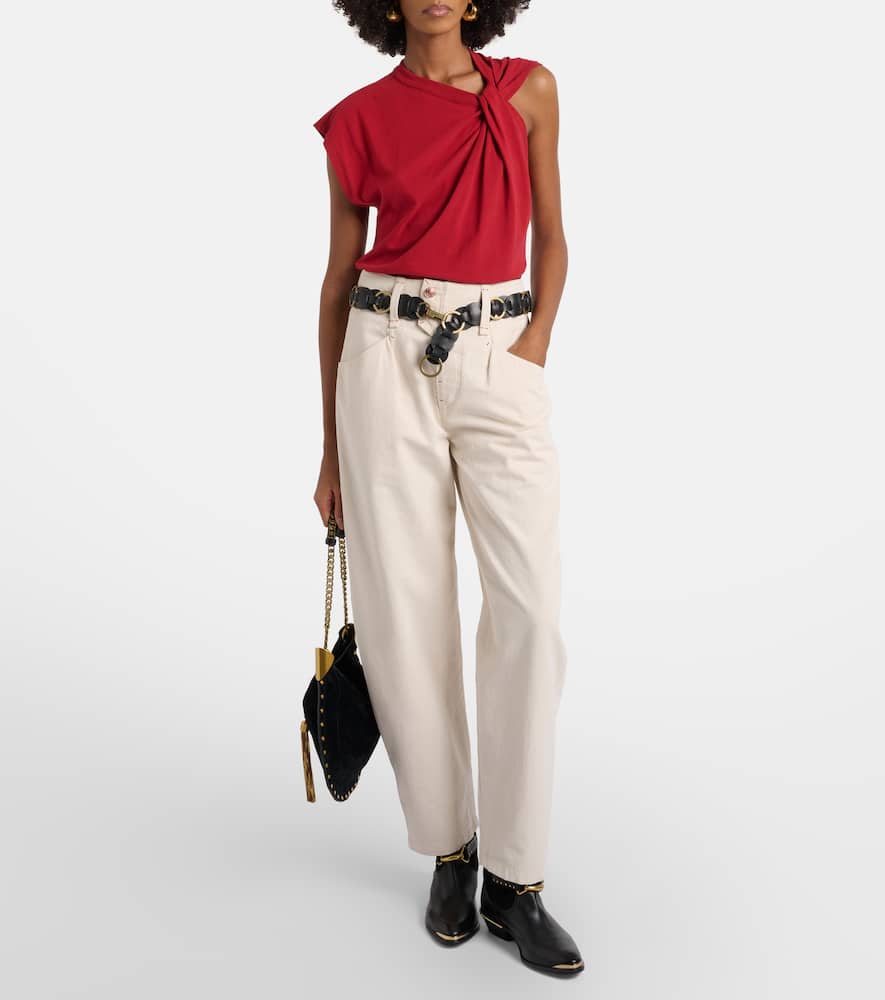 Isabel Marant Naydagz Draped Cotton Jersey Top In Red