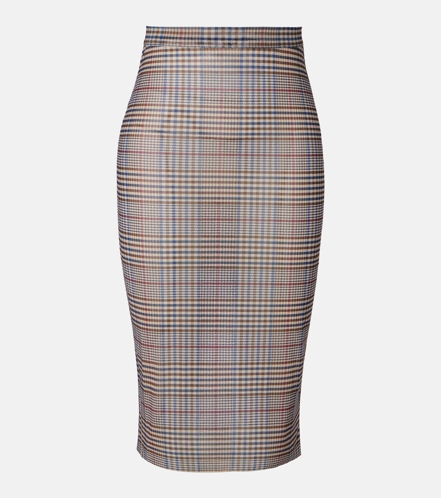 The Frankie Shop Aurora plaid sheer mesh midi skirt